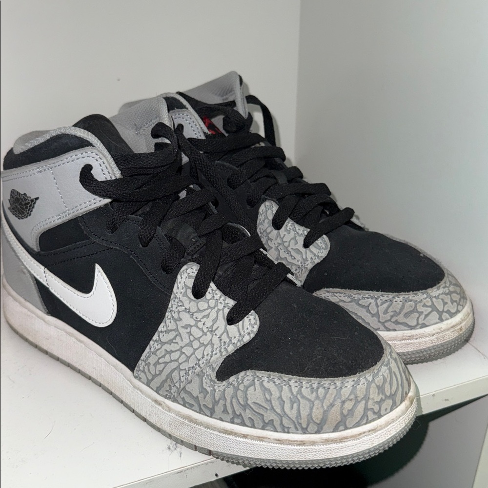 Nike Black & Gray Mid-Top Sneakers with White Swoosh
